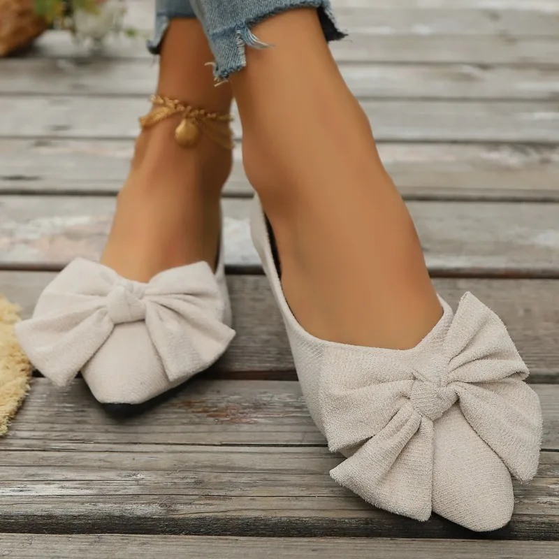 JGSHOWKITO Klassische Damen-Flats mit süßer Schleife, flache Ballerinas für Damen, spitze Zehenpartie, rutschfeste Damen-Mode-Loafer – Detail 18