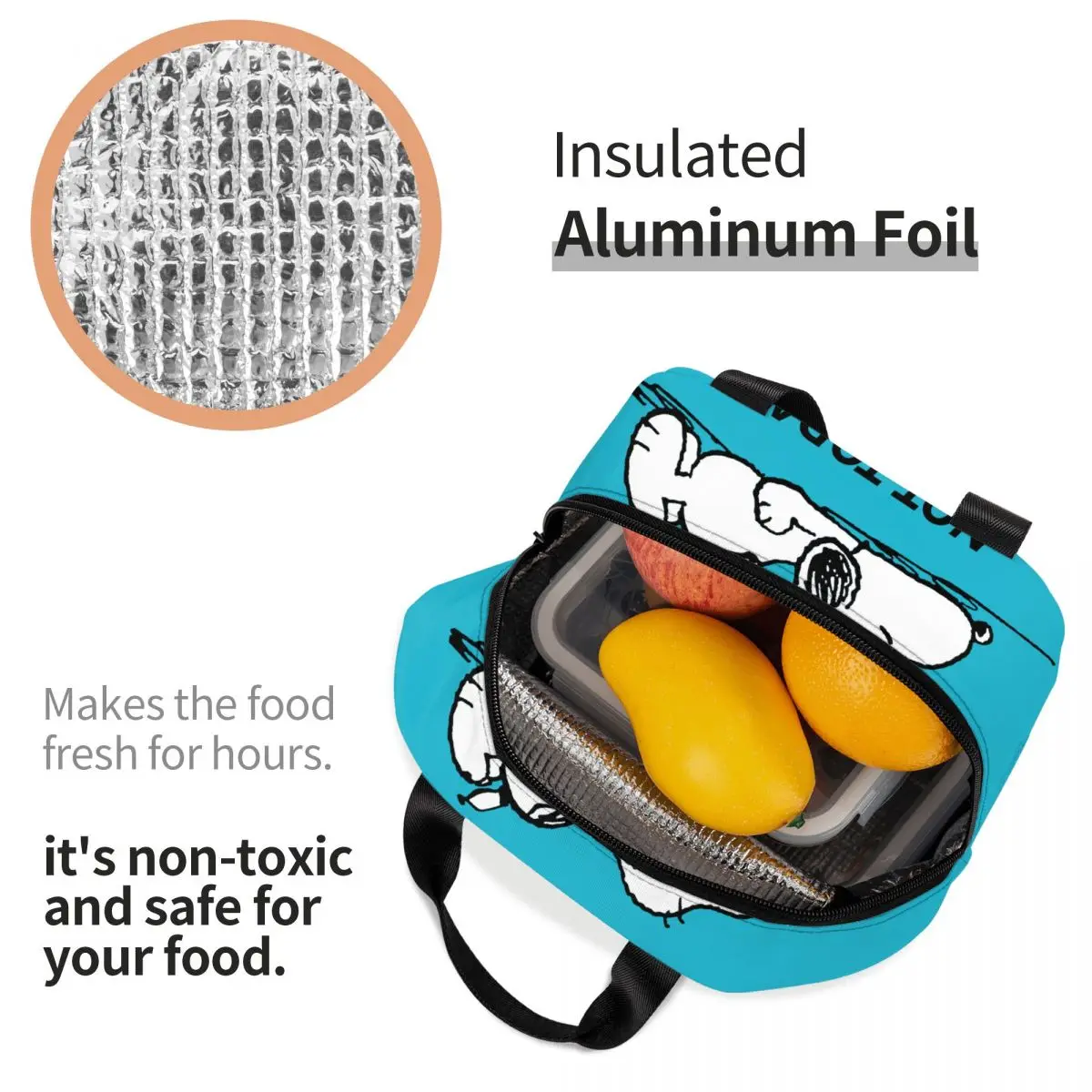 مخصص لطيف الكرتون سنوبي حقيبة الغداء المرأة المحمولة برودة الحرارية معزول علب الاغذية للمدرسة تخزين الغذاء بينتو صندوق