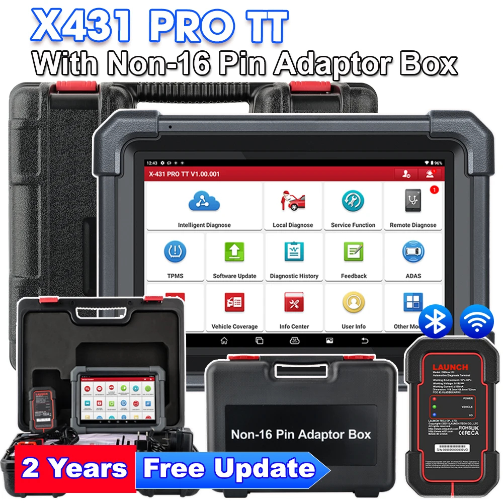 LAUNCH X431 PRO TT OBD2 Diagnosetool met Non-16pin Adapter Box complete set Volledig systeem 42+ reset services CAN FD DOIP ECU Codering FCA Autoauth Bidirectionele scan Tools pk X-431 Pro v5.0 pro