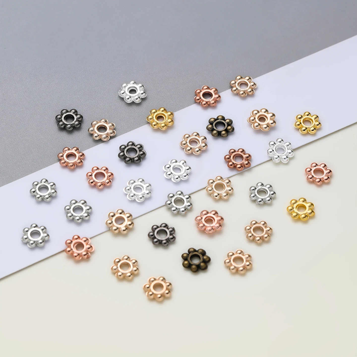 200 Stück Siebenblättrige Blumen-Schneeflocken-Abstandsperlen, Anhänger für DIY-Armbänder, Schmuckherstellung, Zubehör – Detail 5