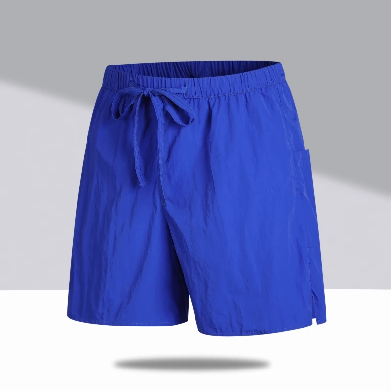 

Klein Blue Ice Silk Men's orts Qui Dry Summer Beach Pants Loose Fit Sport Five-Quarter Length Straight Leg Elastic Waist