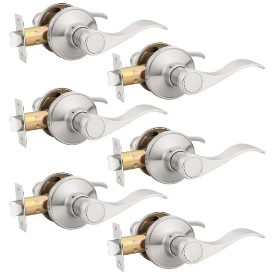 

Closet Door Handle Passage, Interior Door Handle Levers Without Lock/Key, Wave Style Keyless Door Handles