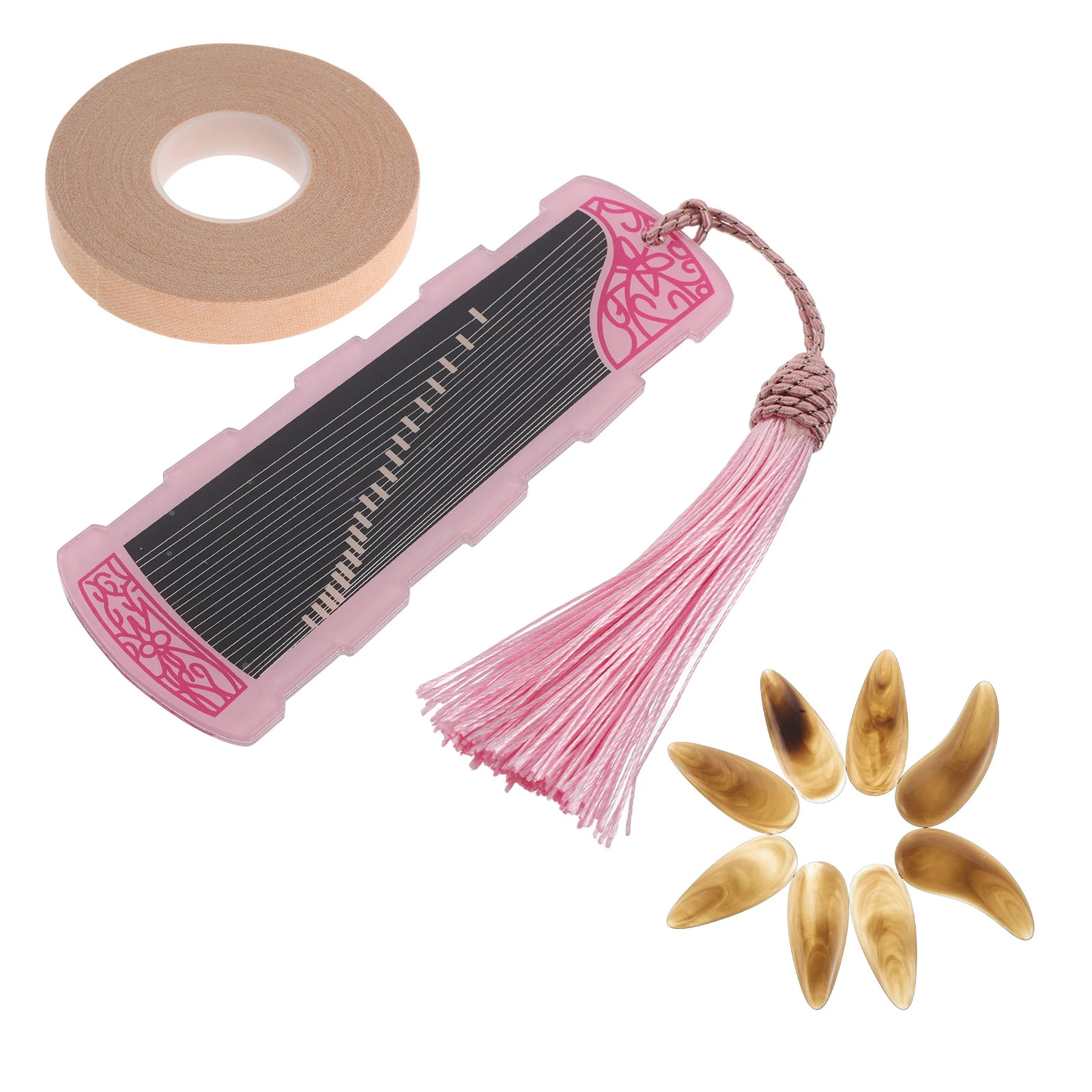 

Guzheng Nail Set Chinese Finger Pick and Thumb Picks with Case Kit Storage Board