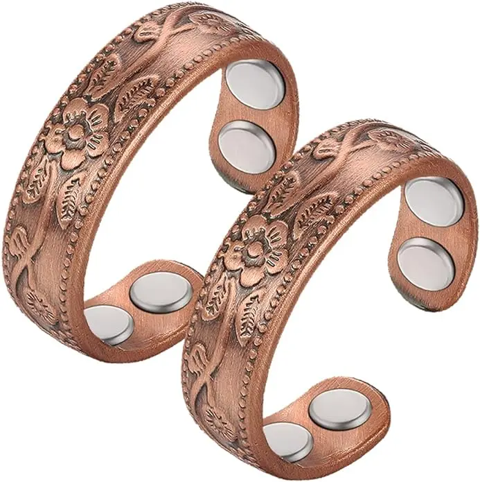 Copper Magnetic Ring for Women, Copper Ring Ladies Fingers Thumb 100% Solid Pure Copper Jewelry Gift Adjustable