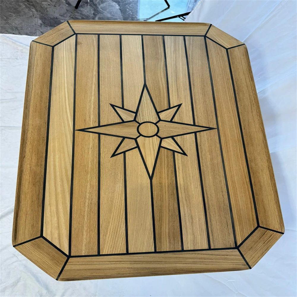 Boat Rectangular Teak Table Top 510x750mm,20.0x29.5 inch Square Corner Marine Yacth RV TT5075