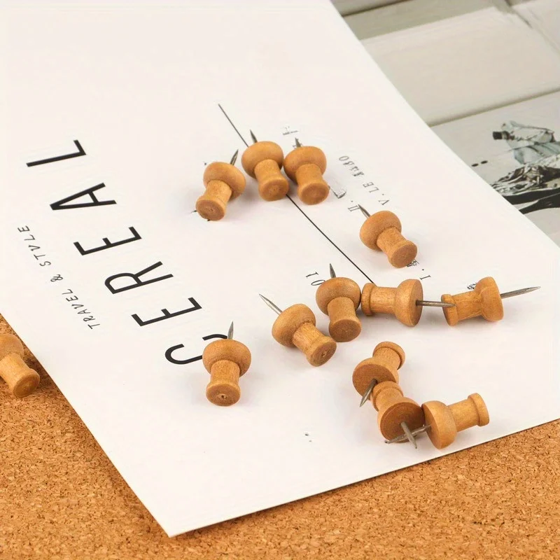 Decorative Wood Push Pins - Ideal for Cork Boards, Walls & Bulletin Boards | Chic Thumbtacks for Photos, Maps & Notes - view 3