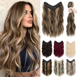 Snoilite Synthetic U Part Clip in Hair Extensions Clip-on Natural Thick Ombre Blonde Long Wavy Hairpieces 18 inch 45cm Long