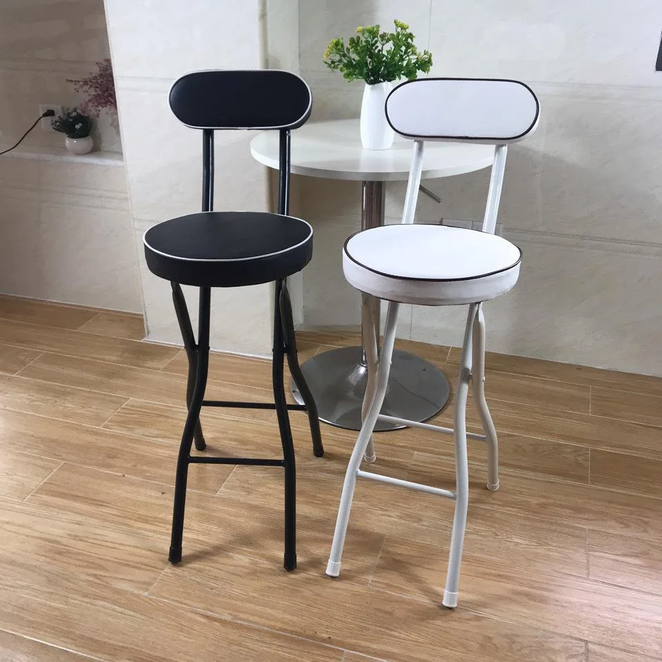 

Portable Folding Steel High Bar Chairs Luxury Nordic Modern Bar Chairs Stools Backrest Design Chair Dining Elegant Furniture