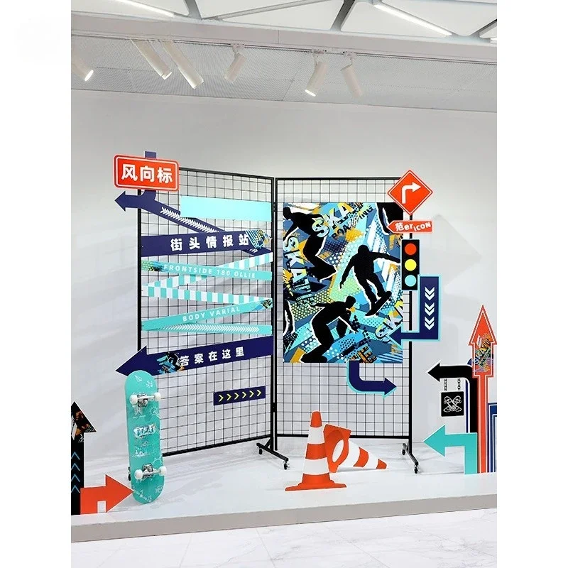 Street style grid window decoration scene arrangement, prop display ornament