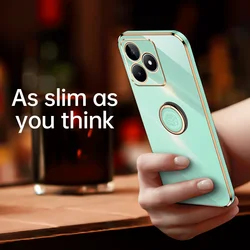 For Infinix Hot 30 Case Infinix Hot 30i Phone Case X6831 X669 X669C Back Cover 30I Luxury Square Plating Ring Holder Stand Case