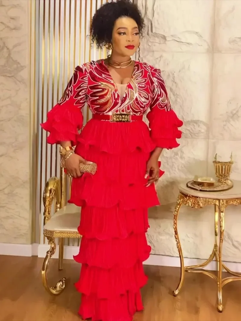 

Plus Size African Party Dresses for Women Dashiki Ankara Sequin Wedding Evening Gown Elegant Turkey Muslim Maxi Dress 2025 New