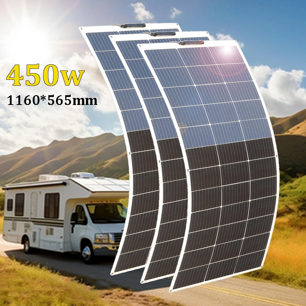12v zonnepaneel 450w 400w 300w 150w flexibel fotovoltaïsch paneel 12v 24v acculader camper boot huis dak balkon reizen EU magazijn DHL verzending