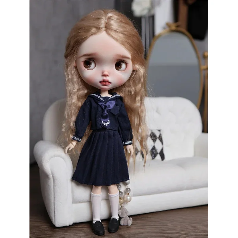 ملابس دمى BJD مناسبة لحجم ob24/26 مجموعة ملابس موحدة للكلية فنغشوي إكسسوارات دمي (نقطتان)