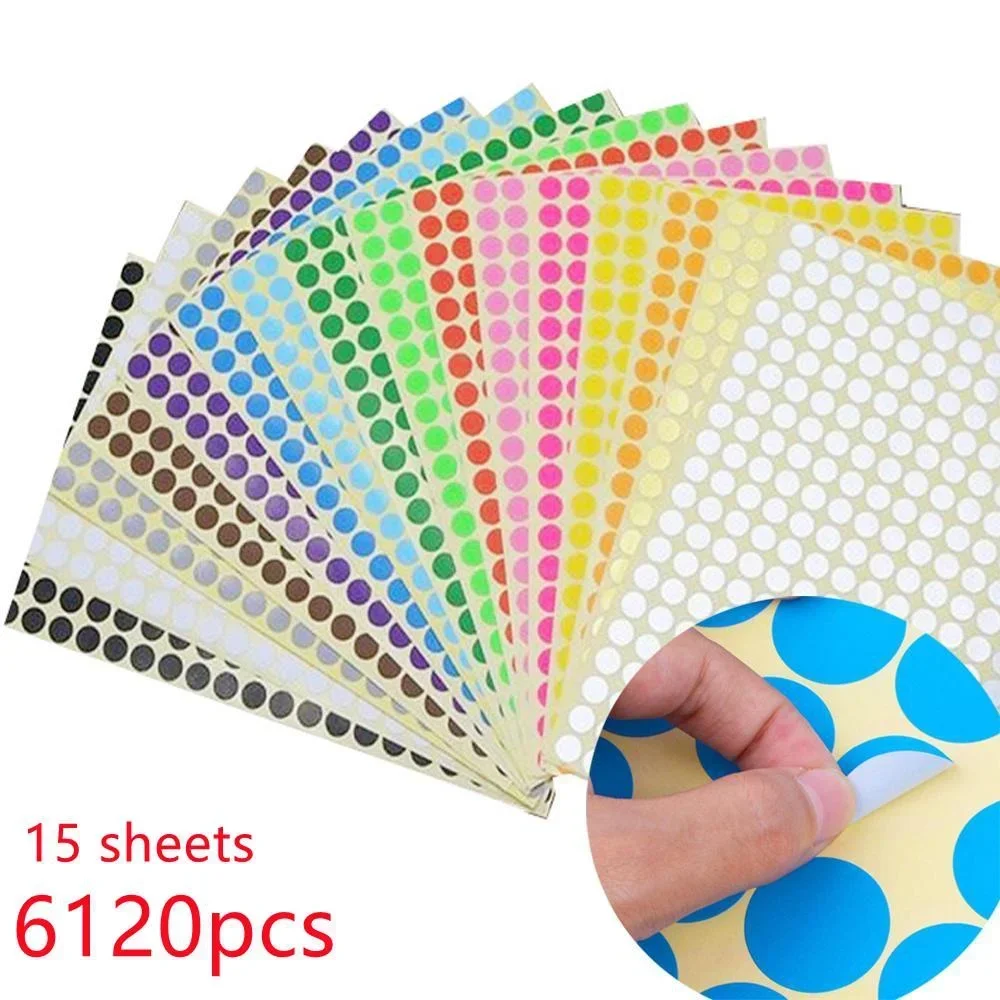 

BOUSSAC 6mm Decals Office School Supplies Circle Dot Labels Circle stickers Round Stickers Color Coding Labels