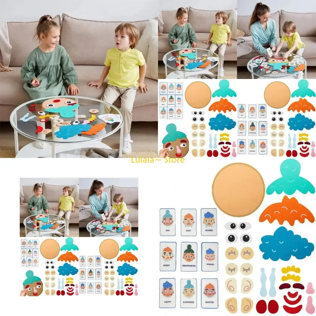 Y4QA 퍼즐 표정 학습 및 매칭 게임 장난감 어린이를위한 크리 에이 티브 퍼즐 장난감 손 눈 조정 선물