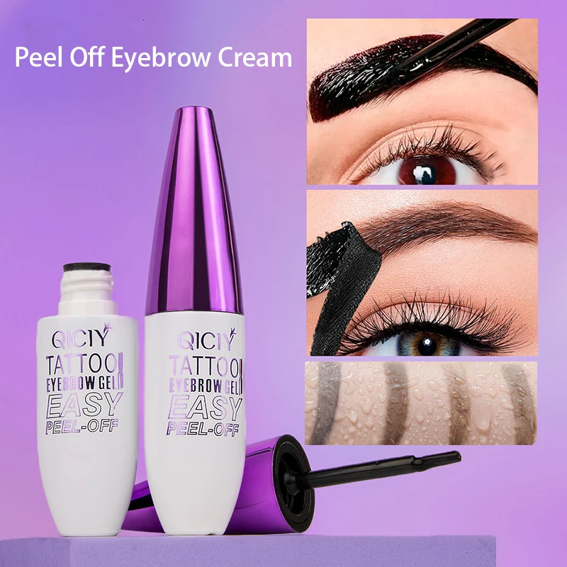 Peel Off Eyebrow Tint Waterproof Long Lasting Brow Tattoo Gel Easy Peel Eyebrow Dye Cream Sweat Proof Natural Wild Brow Makeup