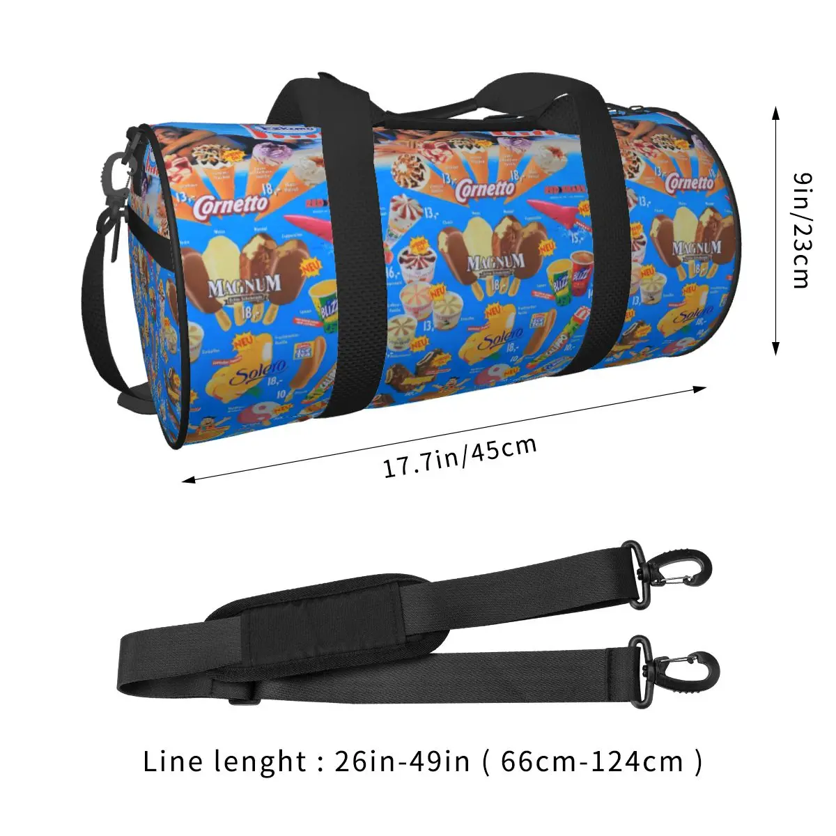 Retro Ice Cream Sport Bags Summer Ice-Cream Large Gym Bag Outdoor Men's Printed Handbag Training Vintage Fitness Bag