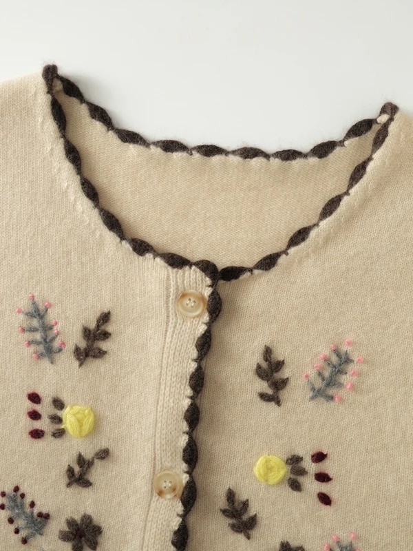 Schwergewichtige 7-Nadel-Doppelsträngige gestrickte 00 % Camere-Weste für Damen, rund, mit Ne-Svel-Stickerei, lockere Oulder-Weste...