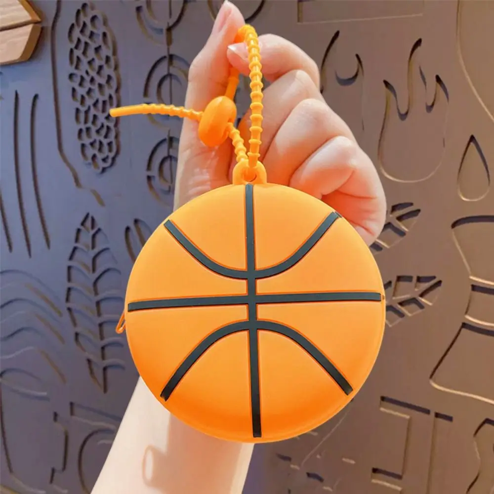 Trendy Creative Sporty Ball Shaped Coin Purse Mini Waterproof Silicone Ball Shaped Pouch Cartoon Tennis Earphone Bag