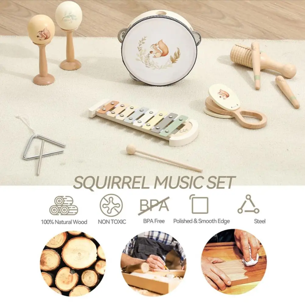 Strumenti musicali Musica Giocattoli per bambini Tamburo Xilofono Bambini Strumenti educativi precoci in legno Giocattoli per bambini