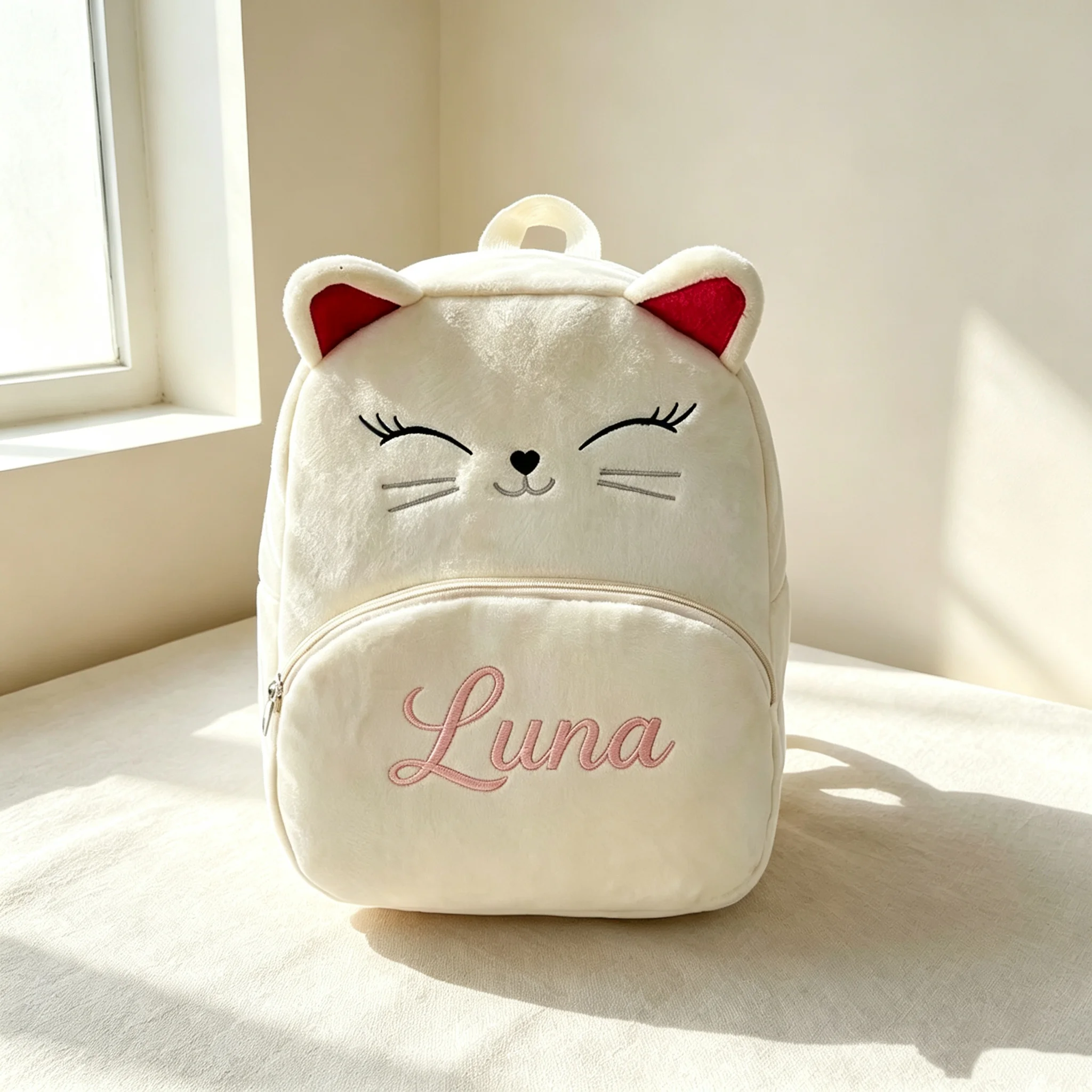 Custom Embroidered Cartoon Cat Toddler Backpack, 2026 New Kids Kindergarten Backpack with Padded Air Cushion Shoulder Straps