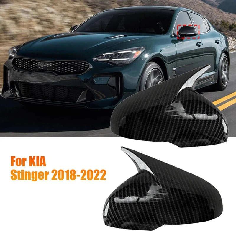 Ox Horn Side Mirror Shell Reverse Caps Sticker Rear View Side Case Trim For Kia Stinger 2018-2023 ABS