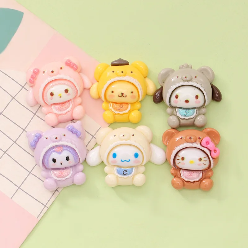 10Pcs New Kawaii Cartoon Cross dressing small animals Resin Flat Bottom Scrapbook DIY Craft For Nail 3D Decorations Jewelry A118