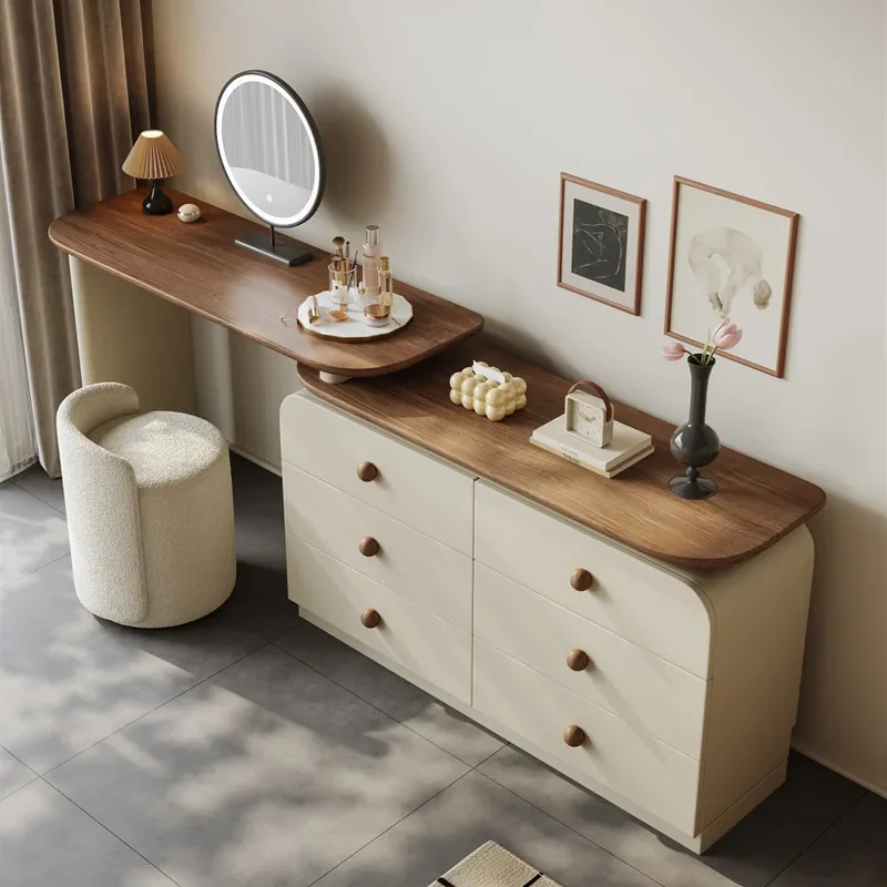 Commode en bois massif, table de maquillage intégrée, chambre à coucher moderne, baie vitrée simple, designer