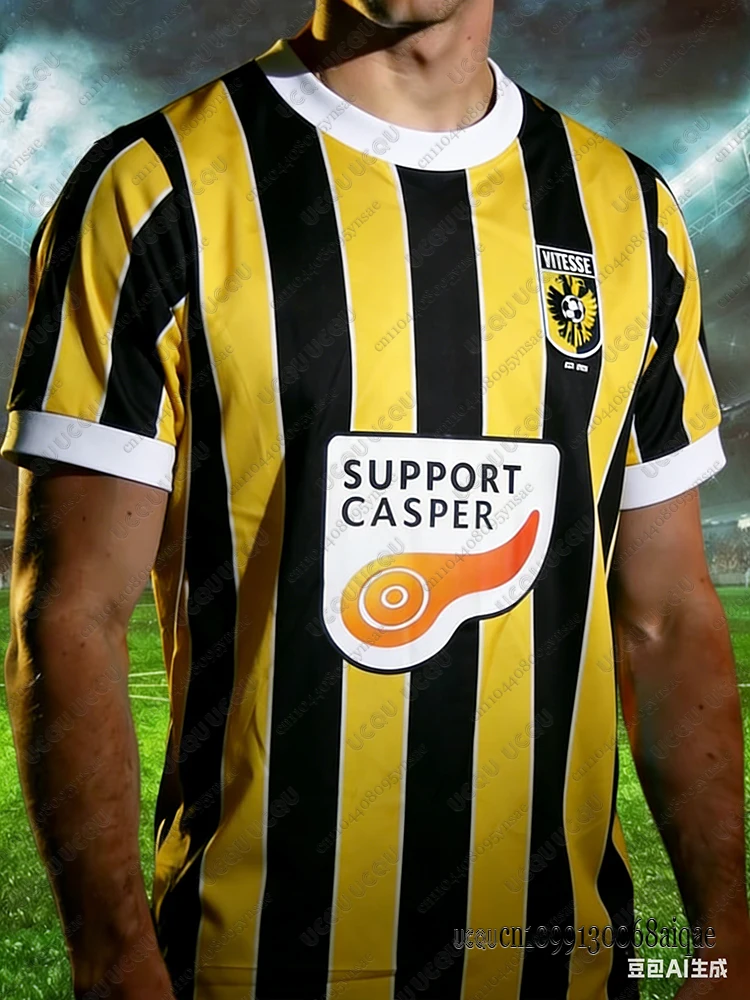 Zomer Nederland Heren Voetbalshirts Sneldrogend Fiets Shirts Nederland Vitesse 25-26 Thuis Tenue Volwassenen/Kinderen Team Uniform