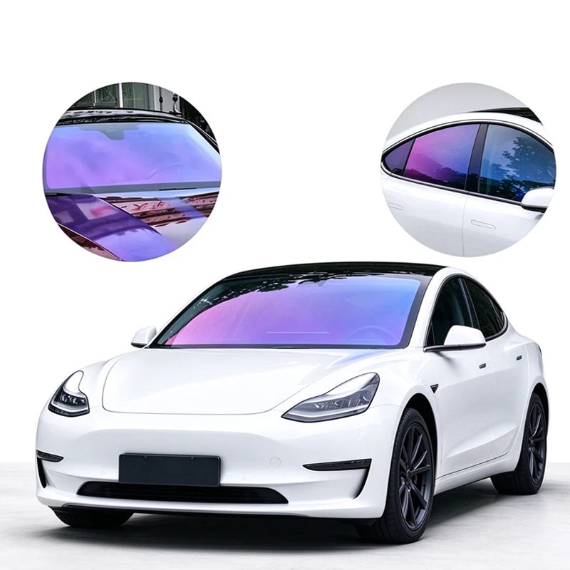 1mX12m Blue 60% Visible Light Chameleon Car Tint Film Auto Front Windshiled Window Foil Color Change Sun Solar Sticker Protector