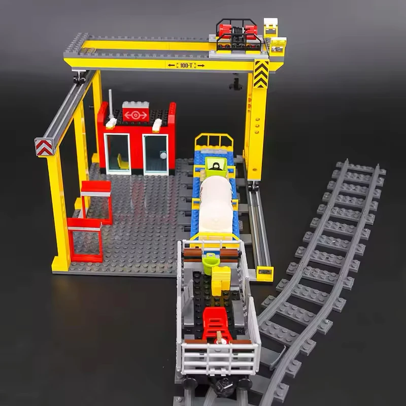 Compatible con tren de carga 60052, bloque de construcción, nuevo tren de exhibición MOC, juguete de ladrillo, modelo de Control remoto, regalo de Navidad 02008