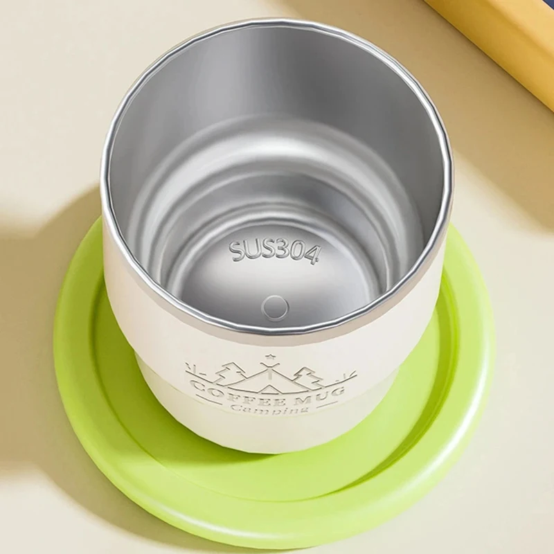*400ML Thermal Cup 304 Stainless Steel Double Layer Insulated Water Cup Office Milk Coffee Mug Student Portable Sealed Tumbler