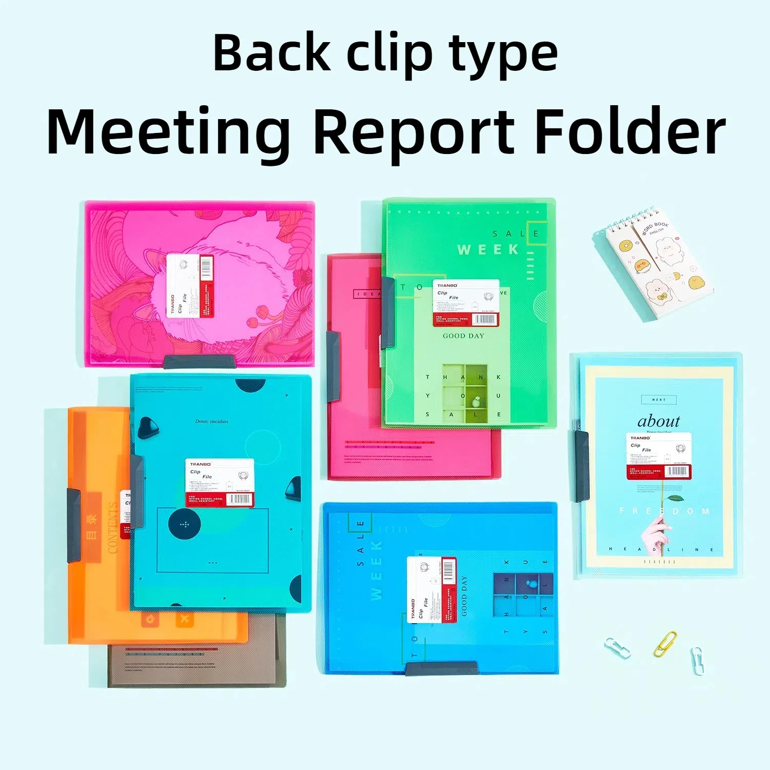 Candy Color Colorful Simple File Rotating Test Paper Folder Report Folder Pp Transparent Folder Office File Storage Folder