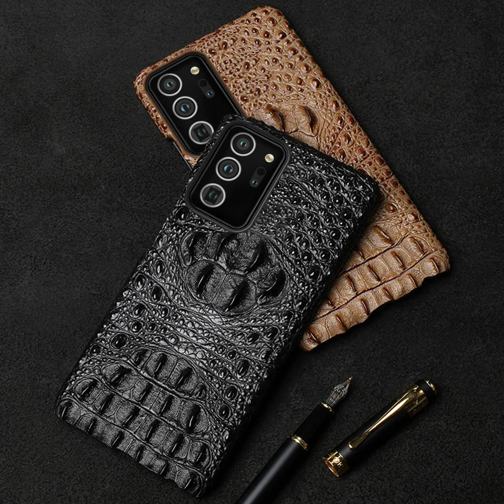 Genuine Leather 3d Crocodile Head Phone Case For Samsung Galaxy Note 20 Note20 Note10 Ultra 10 9 Plus S20 S9 S10 Plus Cover