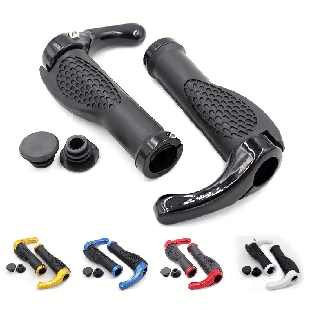 

1 Pair Mountain Bike Lock-on Grips with Bar Ends, Non-Slip Bicycle Handlebar Grips for MTB, Comfortable Barends for Cycling