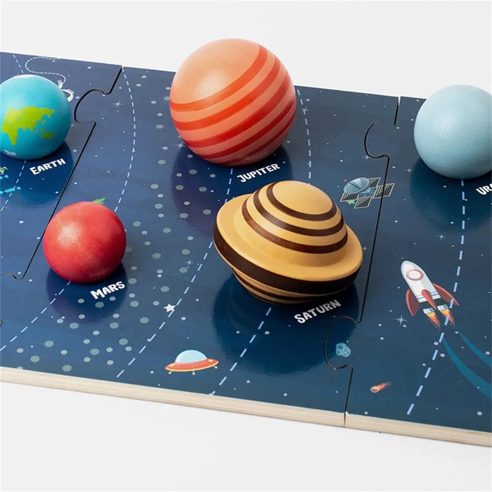 

3D деревянная игрушка-головоломка с солнечной системой, Вселенная, познание, восемь планет, планеты, соответствующая доска, космическое пространство, гладкие края