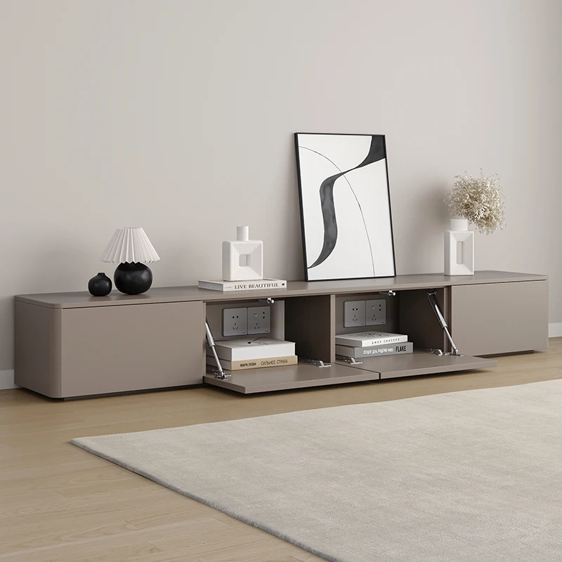 

Nordic solid wood TV cabinet modern simple small apartment minimalist khaki paint TV cabinet coffee table combination