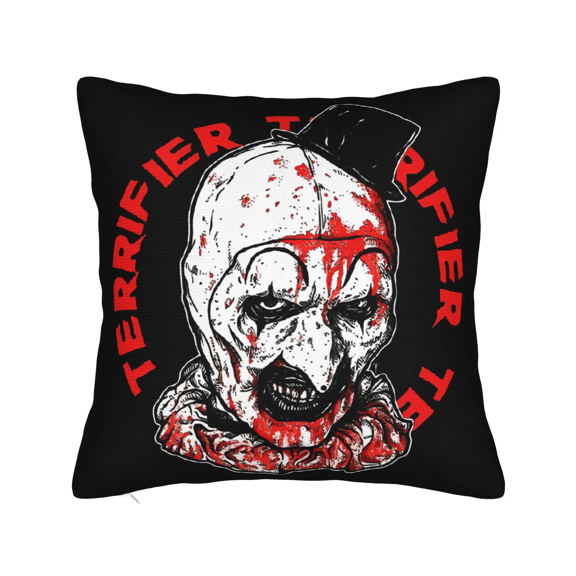 Terrifier Art the Clown Pillowcase Printing Polyester Cushion Cover Decoration Horror Movie Pillow Case Cover Home Zipper 40X40