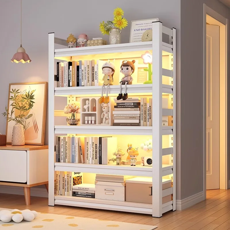 Steel shelf Floor-to-ceiling children's household bookshelf Multi-layer bookcase Shelf Storage