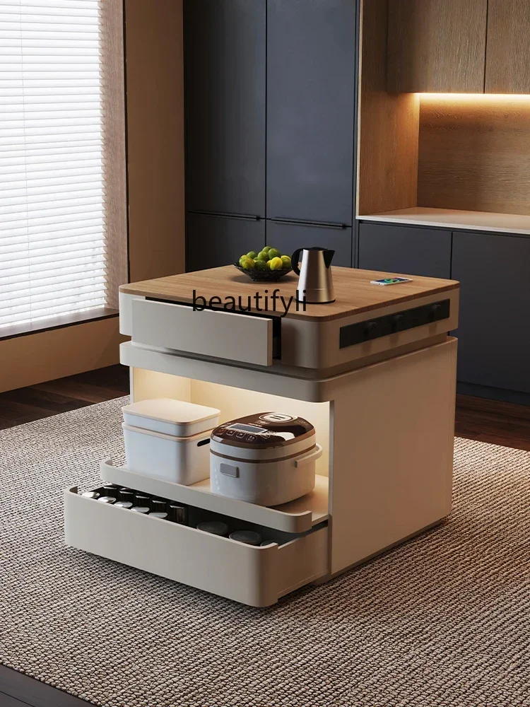 zq1Single island platform separate new high-end light luxury rock slab dining table telescopic guide table restaurant