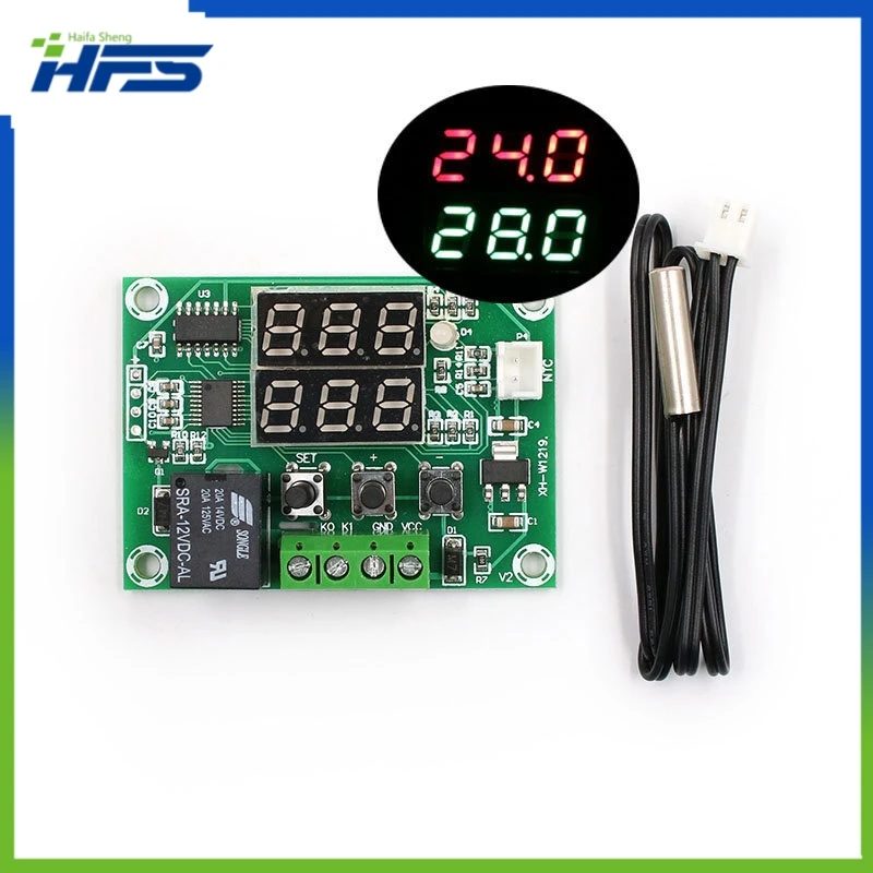 

XH-W1219 W1219 DC12V Dual LED Digital Display Thermostat Temperature Controller Regulator Switch Control Relay NTC Sensor Module