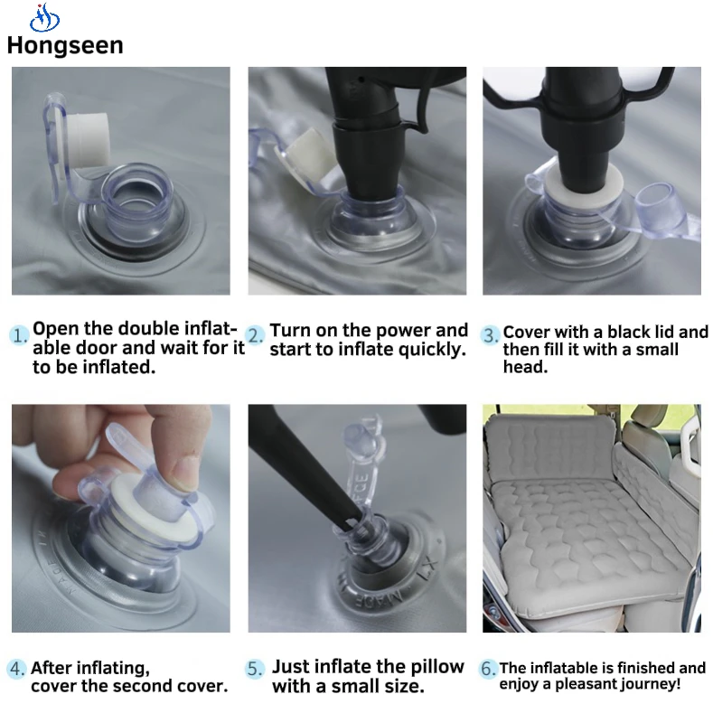 カスタマイズ可能な後部座席用車載エアマットレス、自動膨張式マットレス、分割式車載エアベッド、キャンプ旅行用エアマットレス