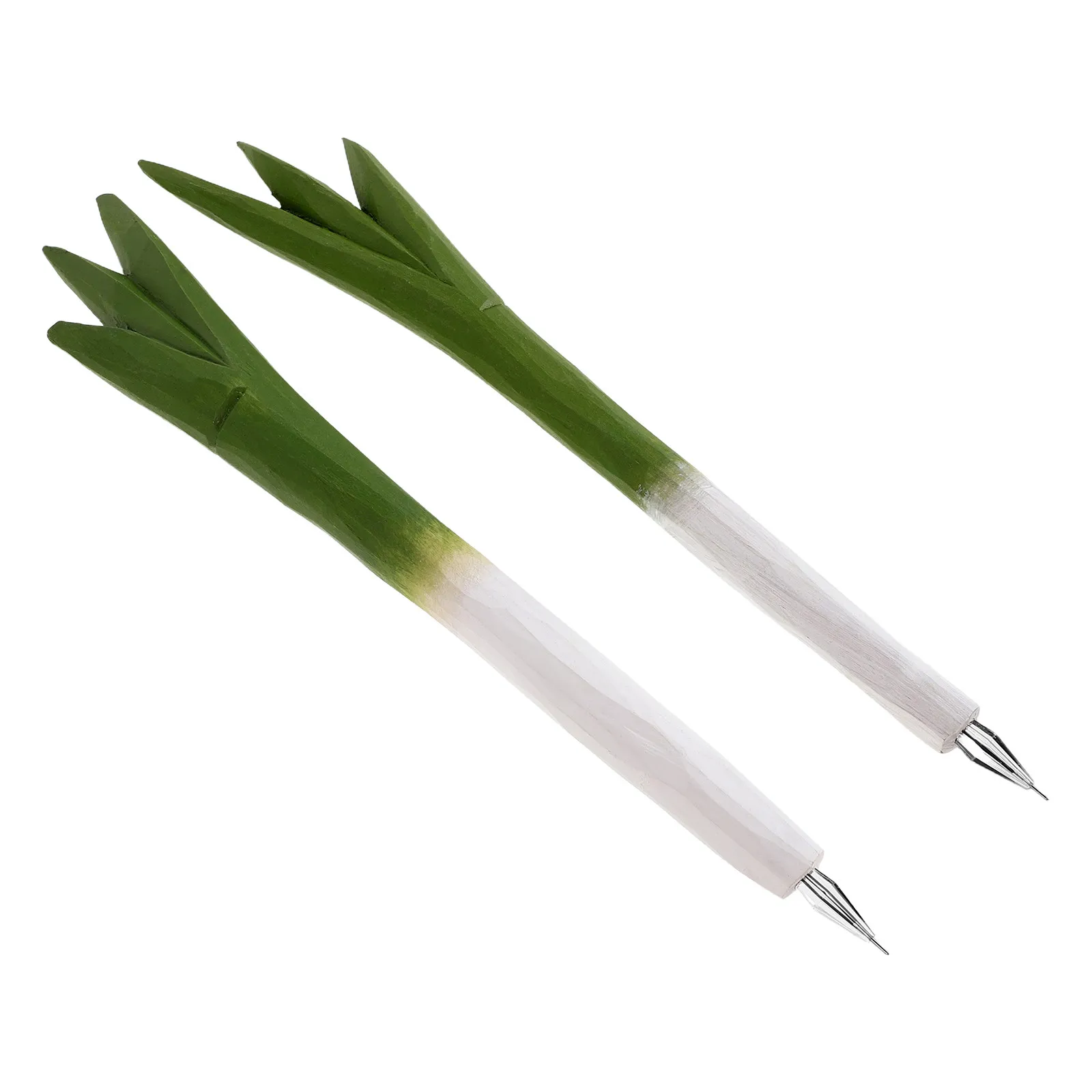

2Pcs Wooden Carved Scallion Neutral Pen School Students Writing Stationery Cute Gel Ink Pen for Office Women Journaling Creative