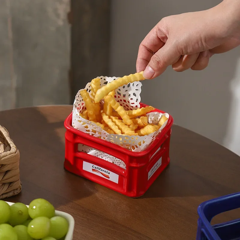 Creative Ceramic Snack Bowl Living Room Home Fruit Bowl Cafe Snack Basket Popcorn and French Fries Bowl