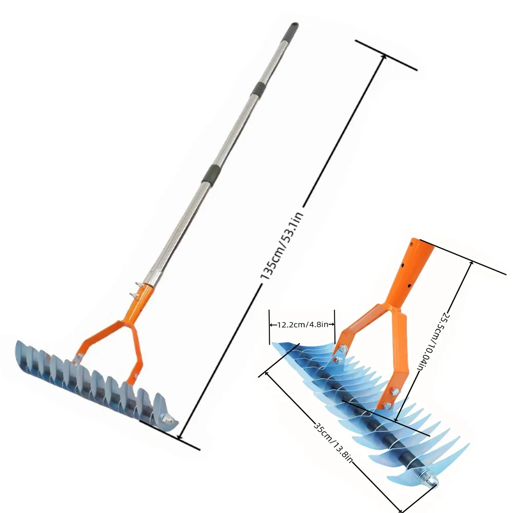 

Stainless Steel Detachable Lawn Thatch Rake Durable Versatile Garden Leaf Rake Removable Combs Turf Soil Aerator Yard Cleaning