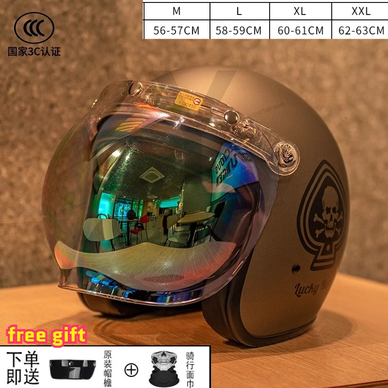 

NEW Style Japanese Style Mouth Helmet Personalized Helmet Retro Riding 3/4 Jet Casco Moto Capacete with Bubble Visor