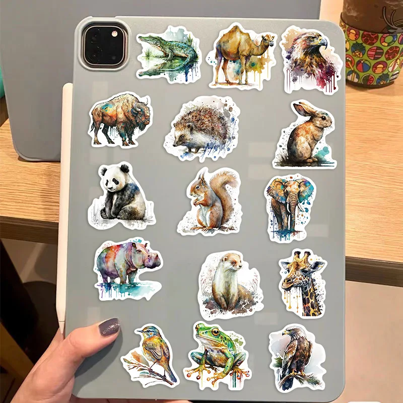 50pcs Waterproof Animal Stickers for Water Bottle Laptop, Cat Dog Tropical Rainforest Animals Vinyl Sticker for Kids Teens Adult