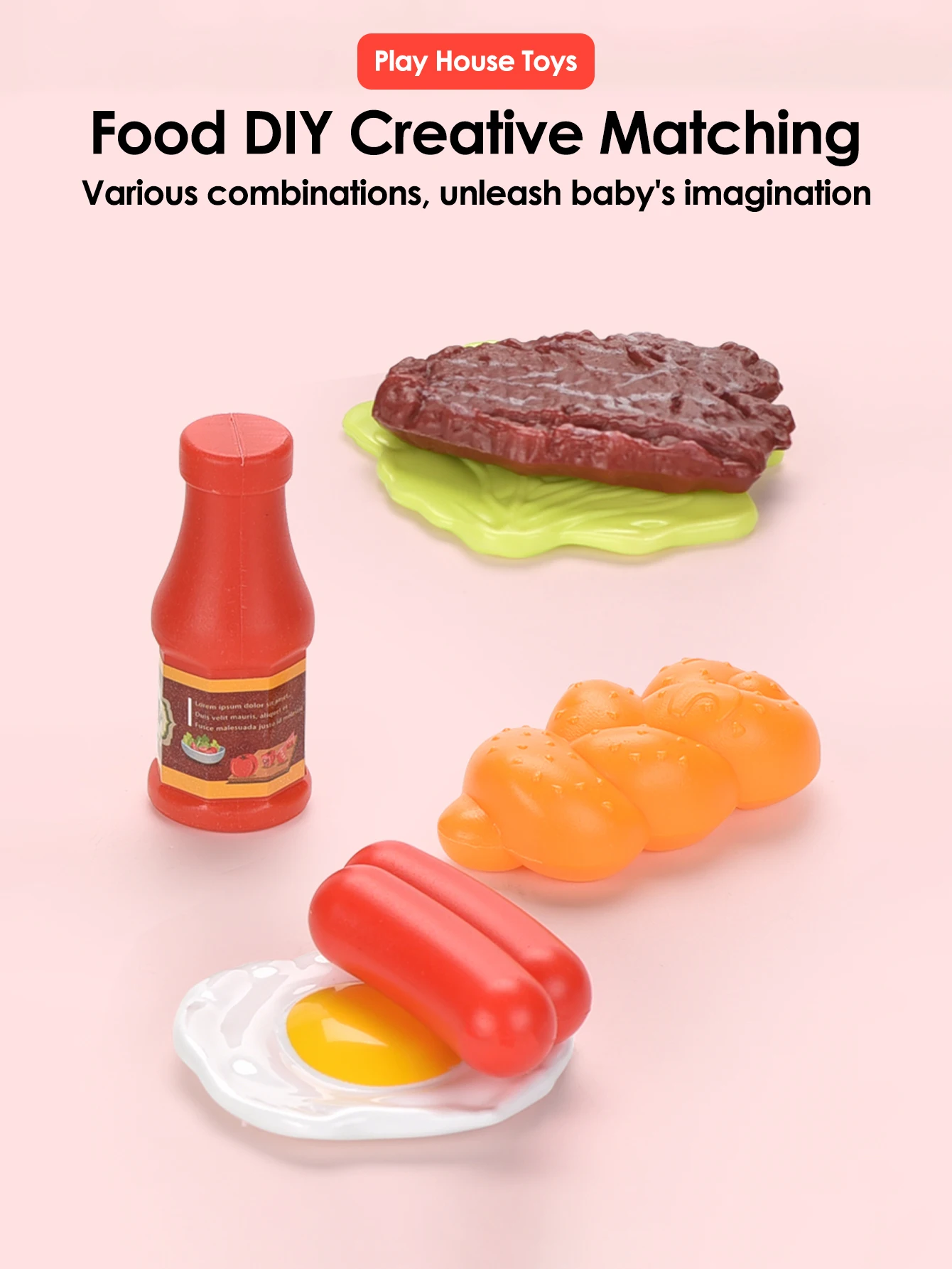 8 stks Kinderen Keuken Voedsel Speelgoed Simulatie Kookgerei Game Set Fantasiespel Pot Steak Groente Brood Hot Dog Omelet Kids Gift