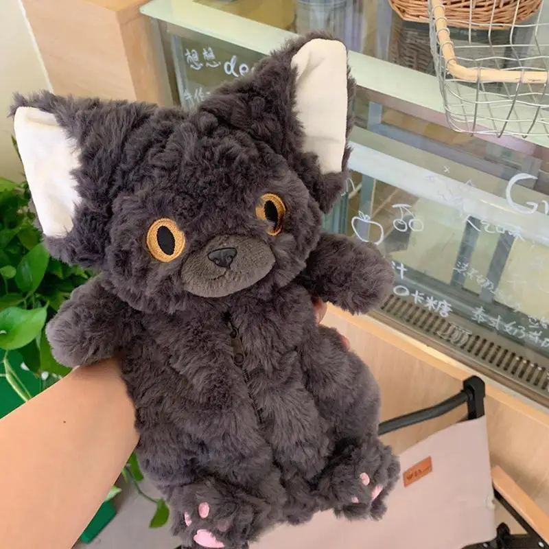 Plush Animal Kitten Pencil Case, Estojo bonito, Bolsa grande para adolescente, Material escolar