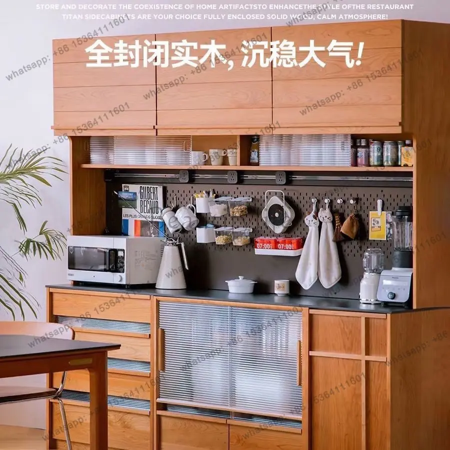 

Solid wood against the wall High cabinet Living room Nordic kitchen Slate storage locker